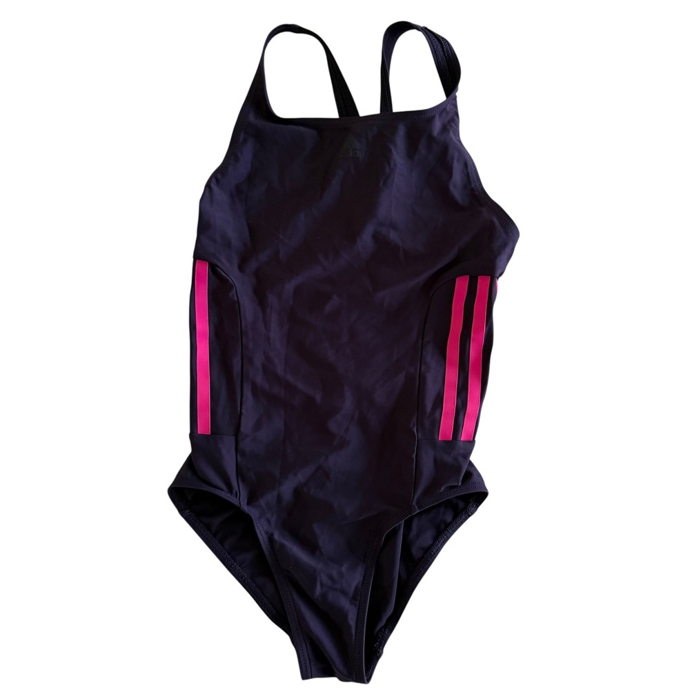 ADIDAS Essence Navy Core 3-Stripes Girls One Piece Swimsuit, 9/10‎